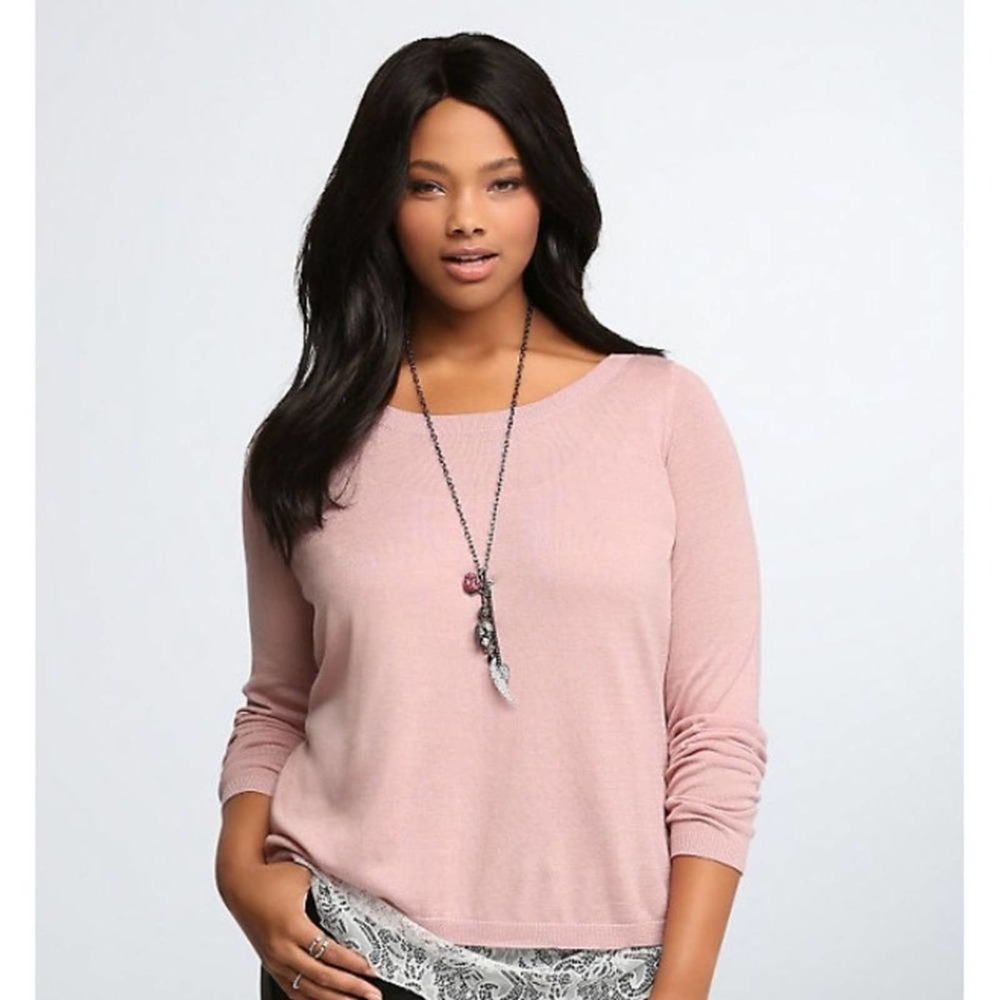 Torrid Pink Open Back Sweater